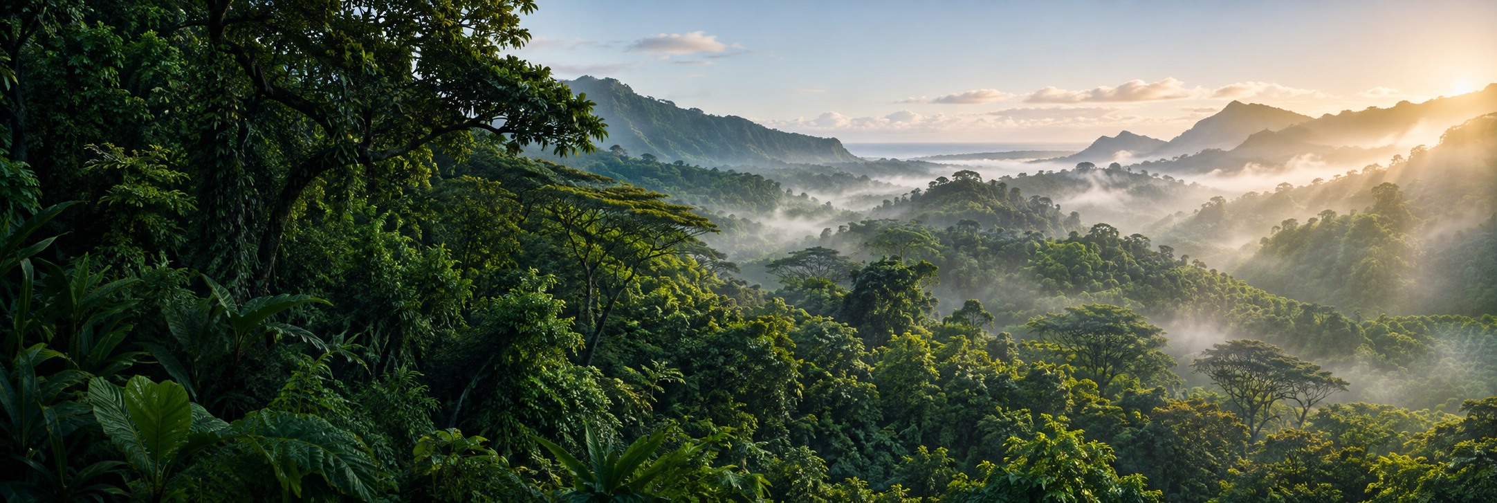 Example tropical forest canopy at sunrise