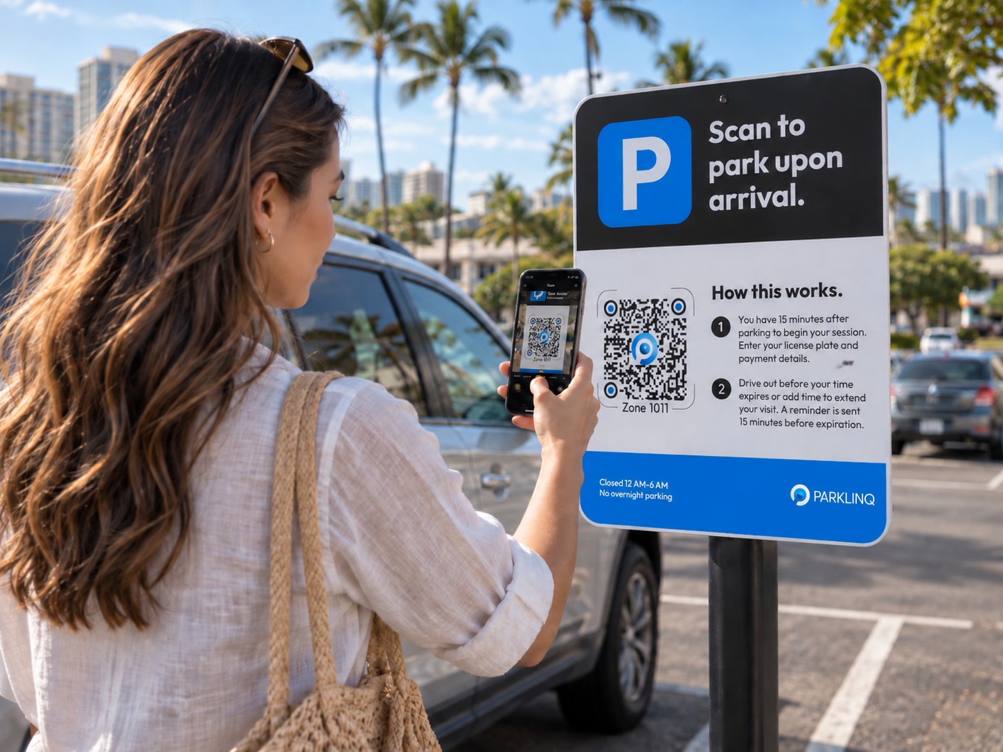 Driver starting gate-free parking by phone