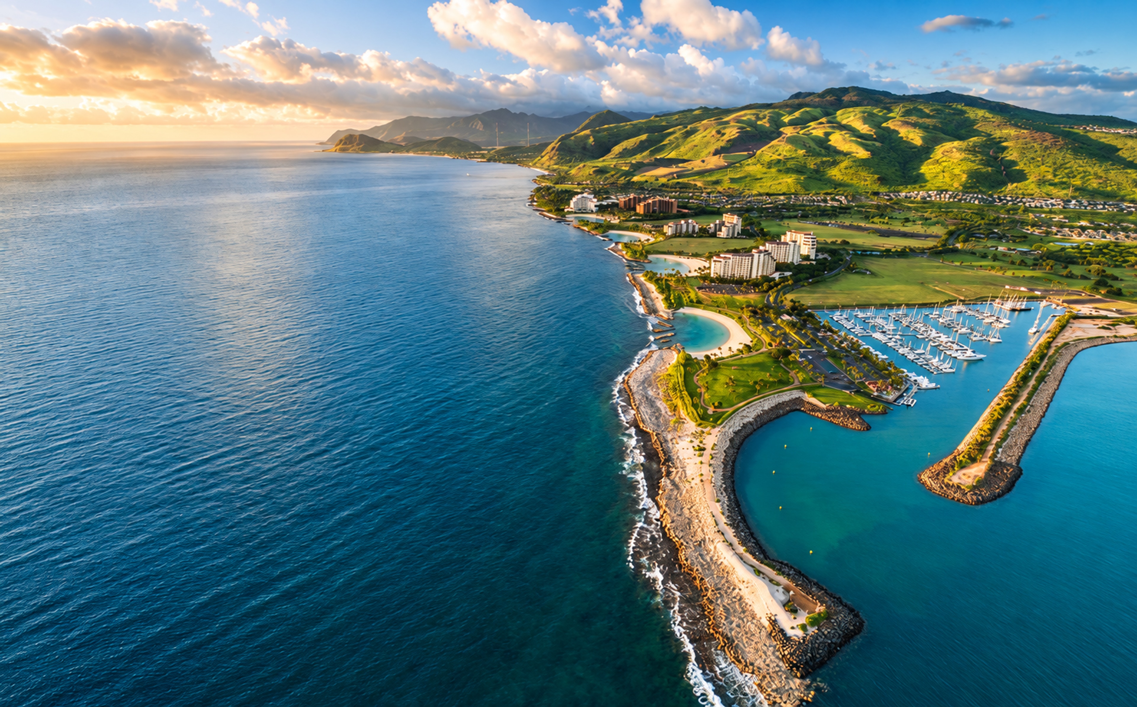 Ko Olina Resort coastline, lagoons and marina on Oʻahu