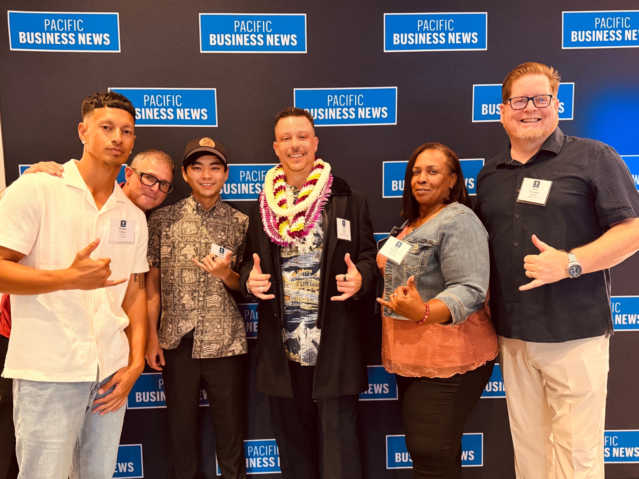 Tyler Saenz with the PARKLINQ team at the Pacific Business News 2026 40 Under 40 celebration