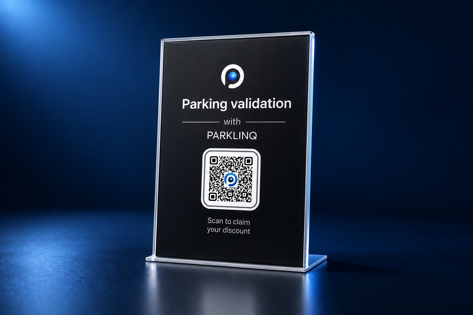 PARKLINQ tabletop QR validation stand