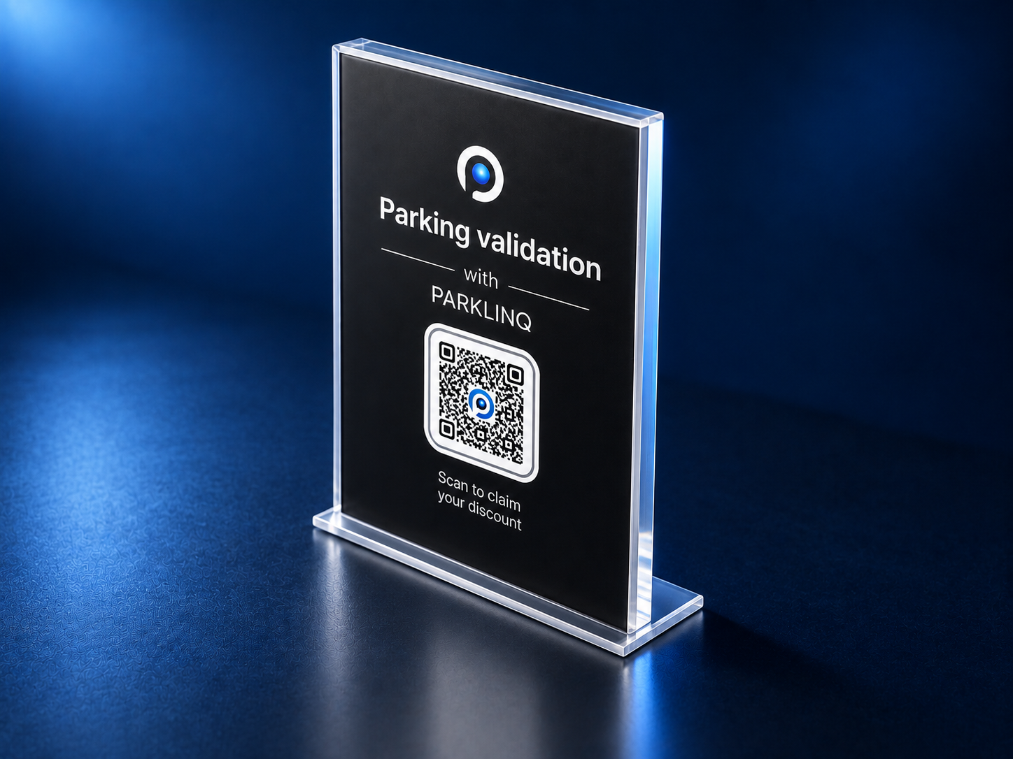 Example angled view of a PARKLINQ tabletop validation display